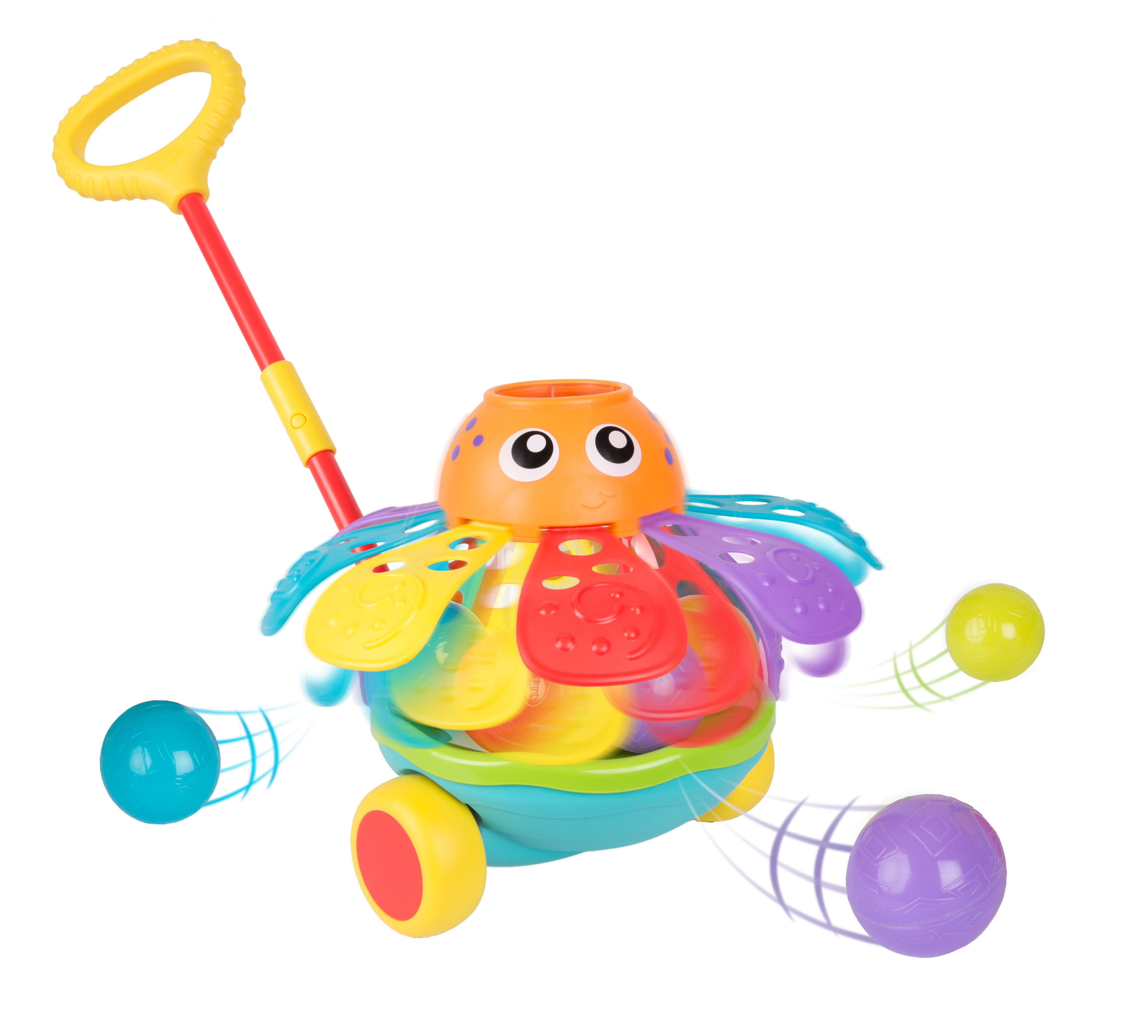 Playgro Push Along Ball Popping Octopus, STEM Toy for a bright future
