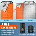 thumbnail image 5 of Double Sleeping Bag for Adults Mens with Pillow, XL Queen Size Two Person Sleeping Bag for All Season Camping Hiking Backpacking 2 Person Sleeping Bags for Cold Weather & Warm  Couple outdoors, 5 of 14