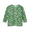thumbnail image 4 of CCRFTGI Girl 10-12 Clothing on Sale Basic 3/4 Sleeve Tween Girls Tops Crewneck Floral Graphic Shirts Spring Girls Outfits 14-16 Light Green 15-16 Years, 4 of 4