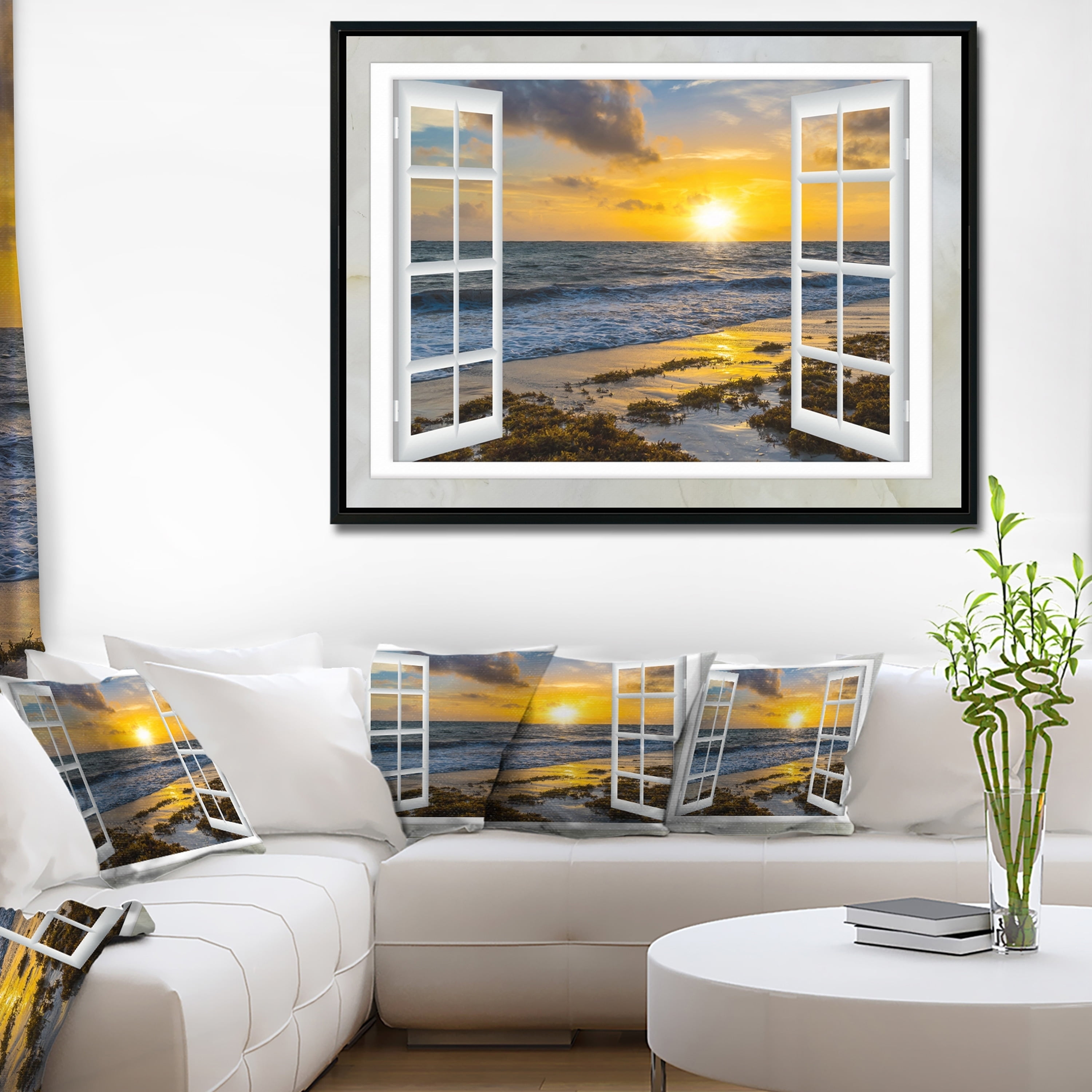DESIGN ART Designart 'Open Window to Bright Yellow Sunset' Modern