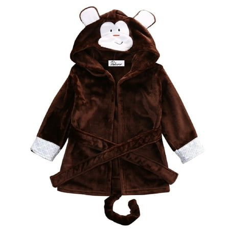

Toddler Newborn Boy Girl Baby Hooded Towel Bath Robe Animal Face Hoodie Pajamas with Belt