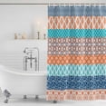 thumbnail image 4 of Teal Orange Striped Waterproof Fabric Shower Curtain,Boho Modern Geometric Abstract Art Waterproof Fabric Shower Curtain for Bathroom Curtains Bathtubs Shower Curtains with 12 Hooks Extra Long 72x96, 4 of 8