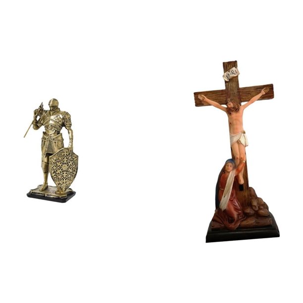 Figura de escritorio,Figura decorativa de caballero,escultura,artesanía,decoración de escritorio,Estatua católica,Colección religiosa de estatuas de la Virgen María,Figura de la Cruz de