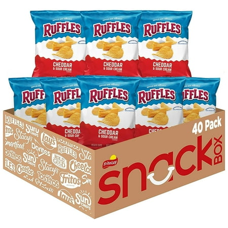 ruffles potato chips  cheddar & sour cream flavor  1 oz bags  40 count multipack (use by jul 29/2025)