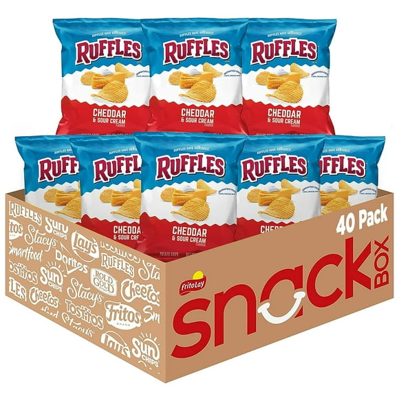 Ruffles Potato Chips, Cheddar & Sour Cream Flavor, 1 oz Bags, 40 Count Multipack