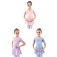 thumbnail image 5 of GYRATEDREAM Girls Ballet Leotards Dress Toddler Baby V Neck Short Sleeve Dance Outfits with Skirt Kids Teen Workout Gym Clothes with Back Bow for 2-16 Years, 5 of 5