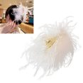 thumbnail image 2 of Pinza para el pelo de plumas, esponjosa, grande, evita resbalones, elegante, para cabello largo y grueso, color blanco, 2 of 5