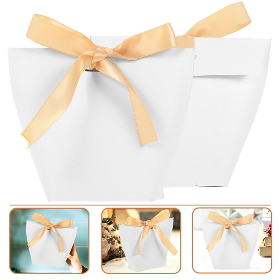 ELAYARD 20Pcs Paper Favor Bags White for Party Favors Simple Design Events