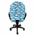thumbnail image 3 of Nautical Office Chair Slipcover, Monochrome Silhouettes of Fish and Bubbles Seascape Underwater Items Fishing Theme, Protective Stretch Decorative Fabric Cover, Standard Size, Blue, by Ambesonne, 3 of 5