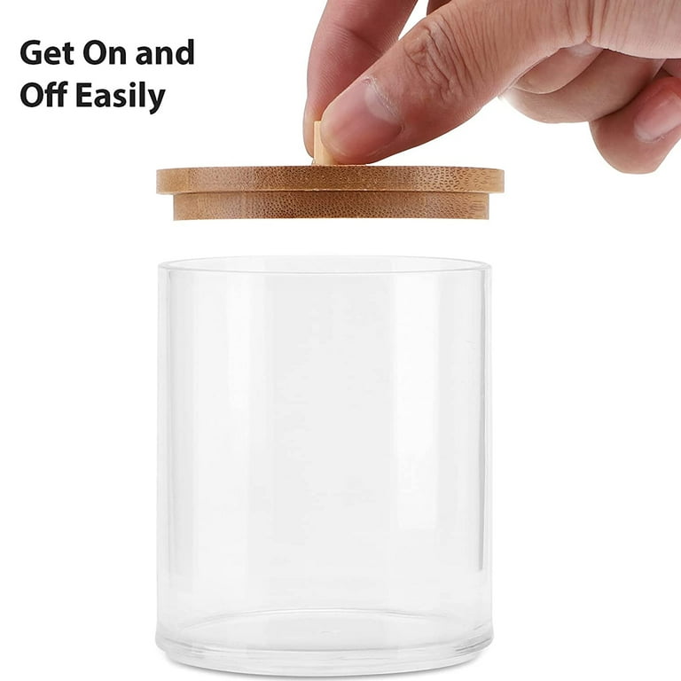 6 Pack Glass Apothecary Jars with Lids Bamboo Bathroom Accessories Cotton  Balls Pads Swabs Holder Jar Bathroom Canisters for Vanity Accessories