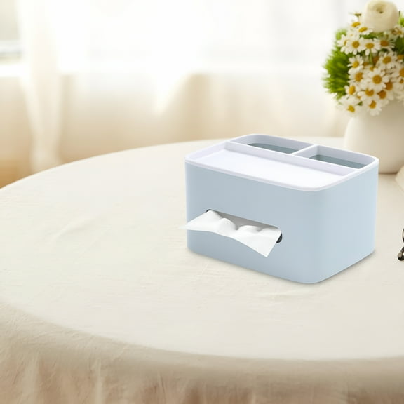 LAMIRO Multifunctional Tissue Box Cover Rectangular,Decorative Tissue Holder,Black Tissue Box Cover,Fashion Tissue Box Holder As Desk Control Organizer,3 Storage Grids