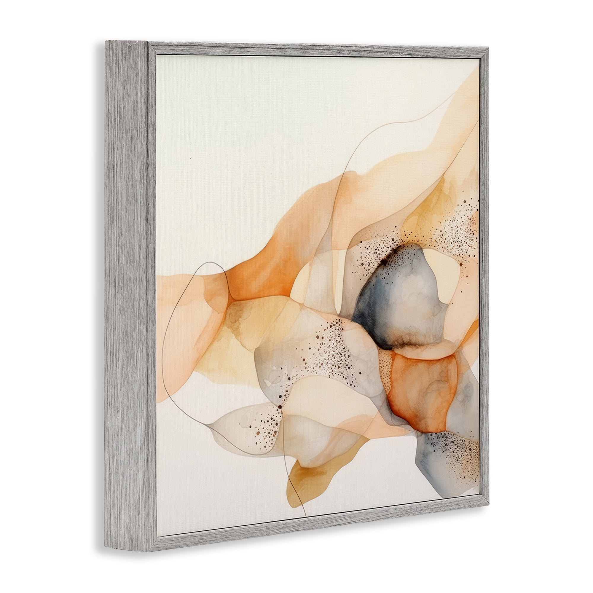 Stupell Industries Cascading Fluid Abstract Abstract Painting Gray Framed Art Print Wall Art, 17 x 17