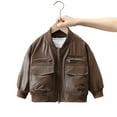 thumbnail image 2 of YTDSCS Toddler Kids Boys Leather Jacket Children's Stylish Stand Collar Casual Leather Jacket Motorcycle Jacket for Baby 1-12Y, 2 of 10
