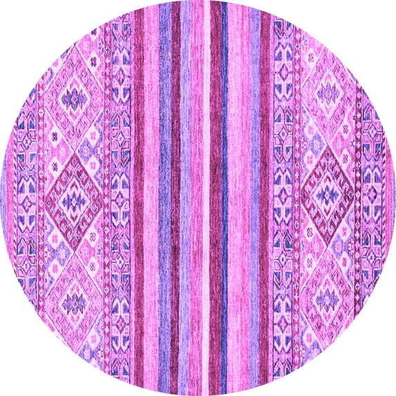 Ahgly Company Indoor Round Abstract Purple Modern Area Rugs, 4' Round