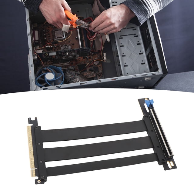 PCIe 5.0 X16 Shielded Riser Cable, 90 Degree Right Angle GPU Extension Cable 128Gbps for Gaming PC, ITX Builds, Servers Water Cooling Systems