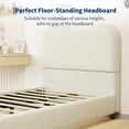 thumbnail image 3 of Tamaño individual-size platform marco de cama: metal frame con strong de madera slats, sherpa fabric forrado, cabecero included, no box spring, noise-free, beige & blanca, 3 of 8
