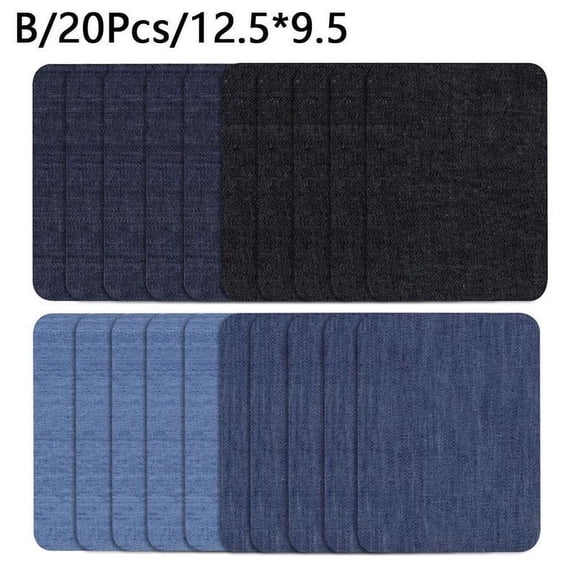 20pcs Assorted Iron On Denim Fabric Mending Patches Kits Jeans For Denim C8J0