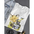 thumbnail image 3 of Cute Fox With Camera  T-Shirt Women -Image by Shutterstock, Female XX-Large, 3 of 4