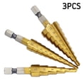thumbnail image 2 of 3 PC HSS Titanium Step Drill Bit Set Cobalt Multiple Hole Step Drill Bit Set + Aluminum Case or Sheet Metal   Multiple Hole Stepped Up Bits for DIY Lovers, 2 of 9