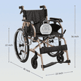thumbnail image 6 of Aluminum Foldable Lightweight Adult Wheelchair, New Square Tube Design, 18 Inch Seat, Locking Hand Brakes, 22 Inch Rear Wheels, Champagne Gold, 6 of 11