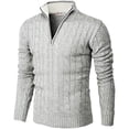thumbnail image 1 of MIASHUI Men's Fall Winter Casual Slim Fit Pullover Long Sleeve Zip Up Knit Sweater Comfort Top Light Gray,S, 1 of 2