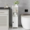 thumbnail image 2 of Small Bathroom Storage Cabinet Corner, Floor Cabinet with Adjustable Shelves, Freestanding Narrow Bathroom Toilet Paper Organizers for Small Spaces (White), 2 of 7