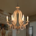 thumbnail image 6 of Oaks Aura French Farmhouse Candle-style 6-Light Wooden Chandelier, 6 of 6