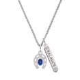 thumbnail image 1 of Delight Jewelry Silvertone Horseshoe with Oval Blue Crystal Silvertone Balance Bar Charm Necklace, 23", 1 of 4