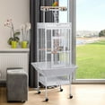 thumbnail image 2 of Alden Design 61.5" Rolling Metal Bird Cage with Play Top, White, 2 of 10