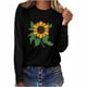 thumbnail image 1 of Blusa negra suelta informal de manga larga con estampado de cuello redondo para mujer Pompotops  gfhjh2225, 1 of 5