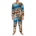 thumbnail image 3 of Salouo Coastal Style Garden Villa Print Button-Front Long Sleeve Pajama Set for Men, Soft 2Pjs Men's Long Sleeve Sleepwear-Small, 3 of 7
