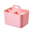 thumbnail image 2 of Gray Plastic Multi-Purpose Storage Box with Handle, Portable 4-Compartment Organizer for Pens, Cosmetics, Stationery, and Small Items, 2 of 6