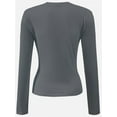 thumbnail image 2 of Womens Shirts Long Sleeve Crew Neck Ruched Stretch Basic Fitted Tee Shirts Tops, 2 of 5