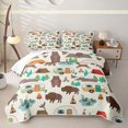 thumbnail image 2 of Catabedysis Cartoon Camping Quilt Full,Wildlife Camper Print Full Bedspread Sets For Boys,Multicolor,3Pcs, 2 of 7