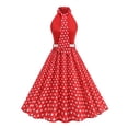 thumbnail image 1 of TaTaai Women's Off Shoulder Dress Polka Dot Print Patchwork Design Sleeveless Long Maxi Dress Casual Flowy Vintage Style Soft Comfortable for Summer Daily Gift, 1 of 7