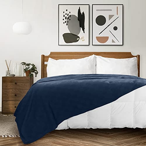 Utopia Bedding 100 Cotton Blanket King Size 90x108 Inches 350GSM Lightweight Thermal Blanket Soft Breathable Blanket for All Seasons Navy Walmart