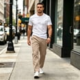 thumbnail image 6 of Men Baggy Sweatpants Quick-Dry Wide Leg Chino Pants Loose Fit Fashion Casual Drawstring Elastic Waist Pant with Pockets 2XL, 6 of 8