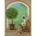 thumbnail image 2 of Kruskamp, Janet 15x18 Gold Ornate Wood Framed with Double Matting Museum Art Print Titled - Monkey and Orange Tree, 2 of 4