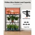 thumbnail image 4 of VEVOR 4-Tier Foldable Storage Shelf, 36W x 21D x 60H Inch Folding Metal Rack Shelving Unit, No Assembly Organizer Shelf with 5 Wheels & 4 Hooks for Pantry, Kitchen, Garage, Basement, Black, 4 of 9