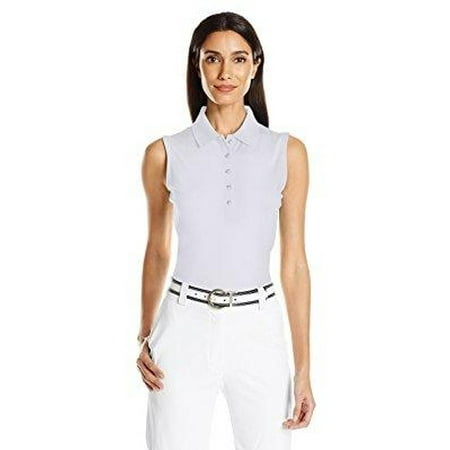 - callaway women's sleeveless opti-stretch polo tee, bright white, large
