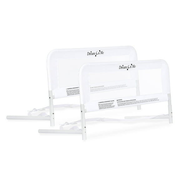 Dream On Me Lightweight Mesh Security Adjustable Bed Rail Double Pack With Breathable Mesh Fabric In White