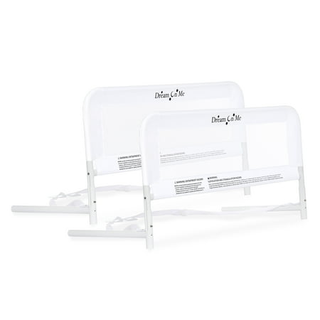 Dream On Me Lightweight Mesh Security Adjustable Bed Rail Double Pack With Breathable Mesh Fabric In White