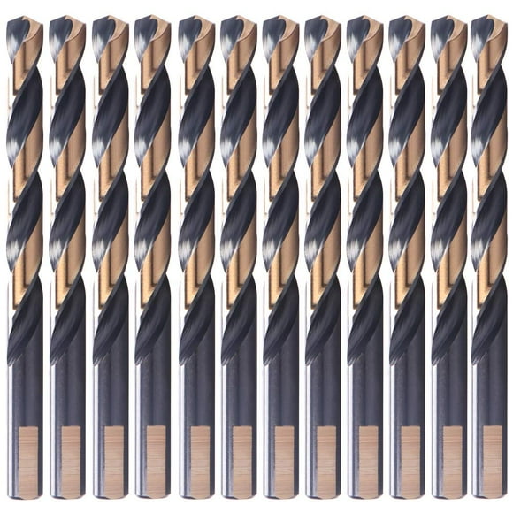 12 PCS, 3/16", Black and Gold Coated Twist Drill Bits, Pack in Plastic Bag