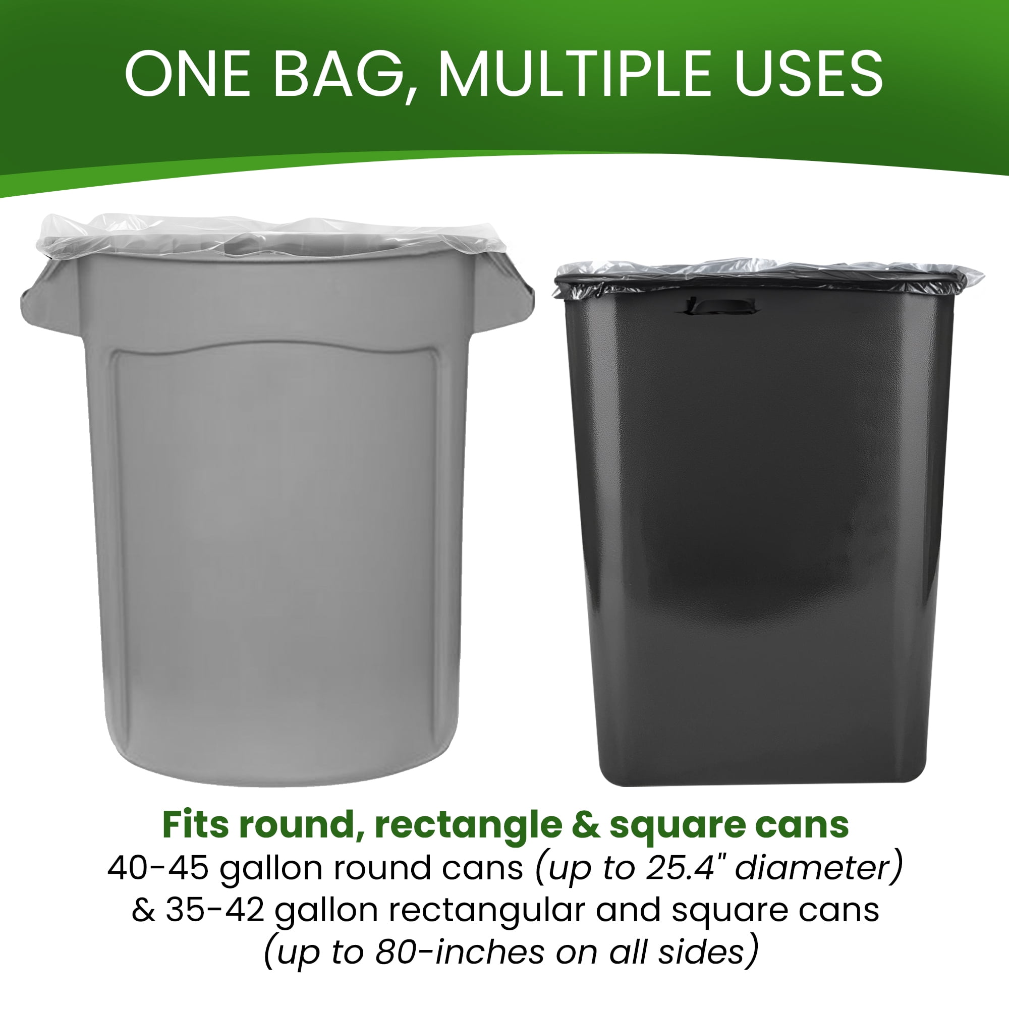 Betta 55-60 Gallon Clear High-Density Trash Bags, 150 Count Box, (38x60-inch) Commercial Medium-Duty Garbage Can Liners