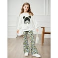 thumbnail image 5 of YMNXA Big Child Girls Outfit Long Sleeve Printed Sweatshirt And Flared Pants Casual Stylish Two Piece Sets For Daily Wear White 9-10 Years, 5 of 6