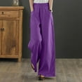 thumbnail image 2 of Women Cotton Loose Wide Leg Pants High Waist Straight Retro Literary Casual Trousers, 2 of 6