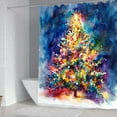 thumbnail image 2 of Winter Colorful Christmas Tree Shower Curtain Sets for Bathroom, Art Deco Shower Curtain Sets with Hooks, Realism Rustic Floral Light Bathroom Accessories Sets with Bath Mat Sets, 2 of 6