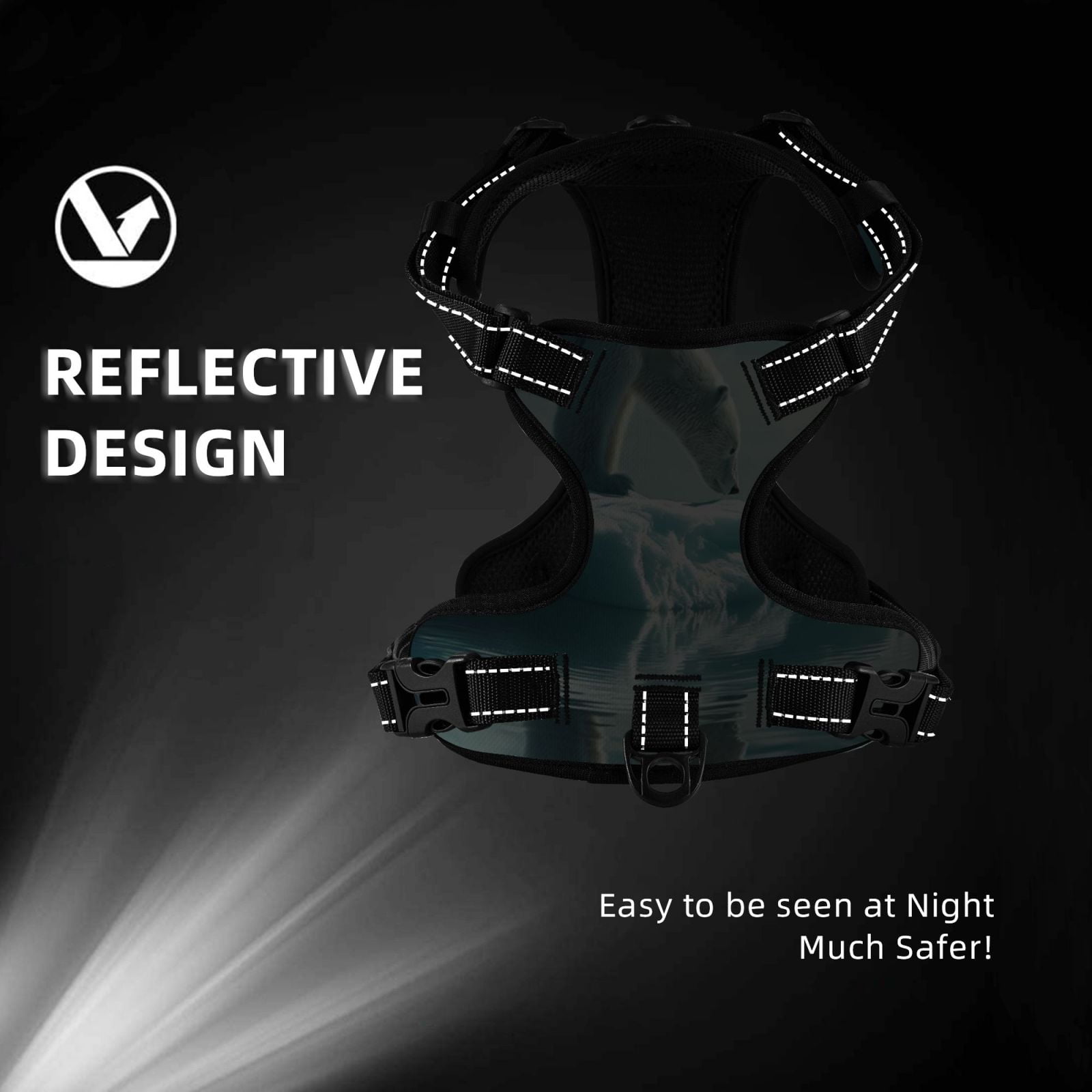 Vsdgher Polar Bear On Iceberg Dog Harness, No-Pull Pet Harness, Dog Vest, Pet Vest for Small to Large Dogs-Medium