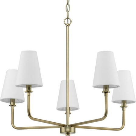 Avec Payton Collection 5-Light Contemporary Champagne Bronze Chandelier with White Fabric Shades
