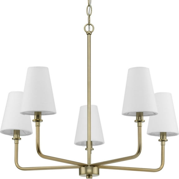 Avec Payton Collection 5-Light Contemporary Champagne Bronze Chandelier with White Fabric Shades